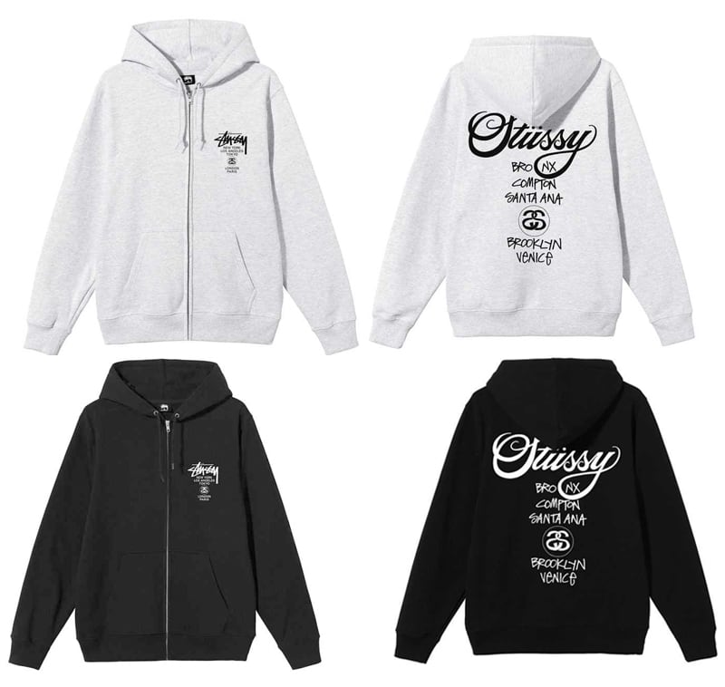 【L】新品 STUSSY ステューシー WORLD ジップパーカー ST04