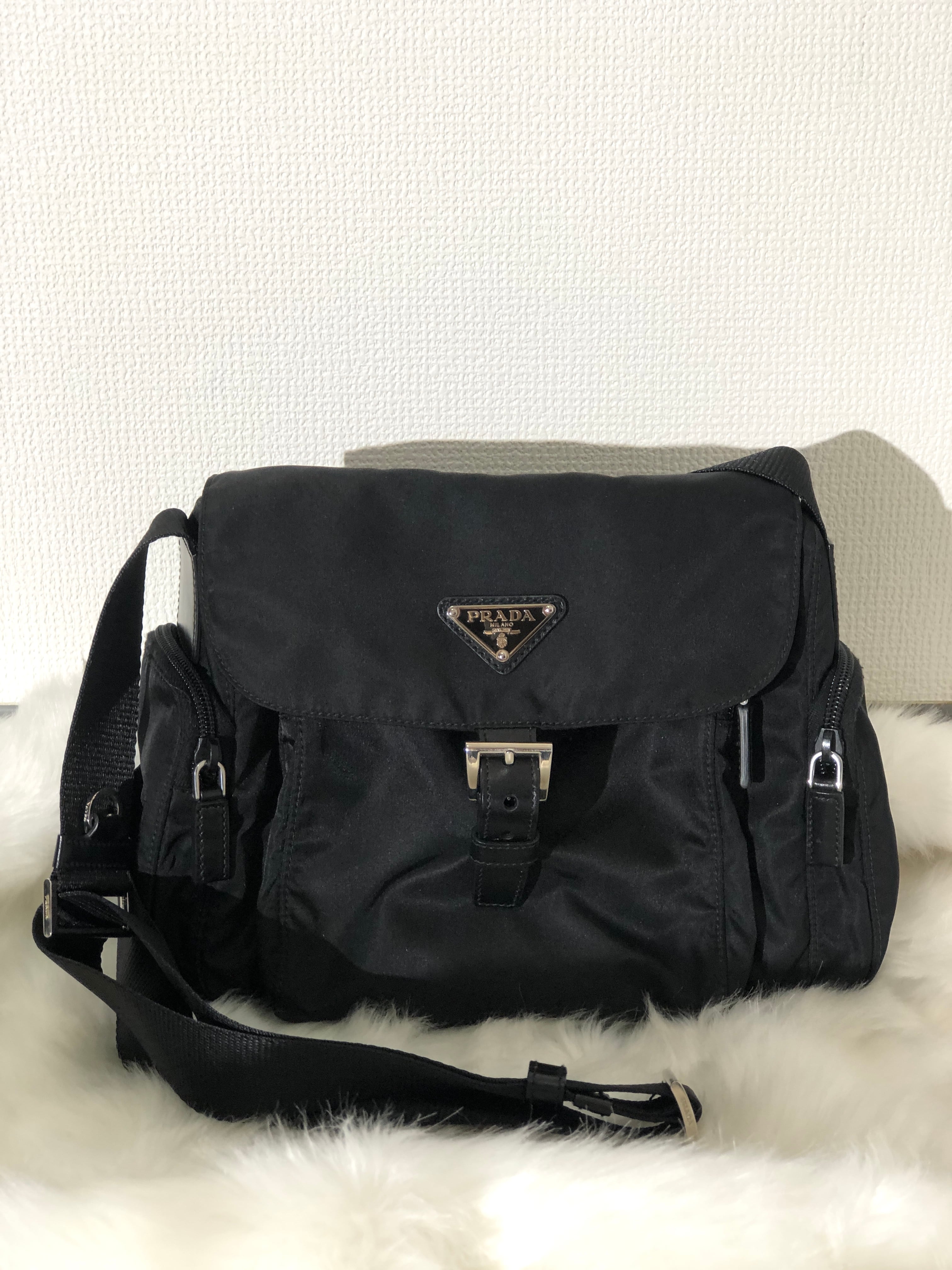 PRADA プラダ トライアングルロゴ ナイロン サイドポケット ショルダーバッグ ブラック vintage ヴィンテージ オールド b8ck4u |  VintageShop solo powered by BASE