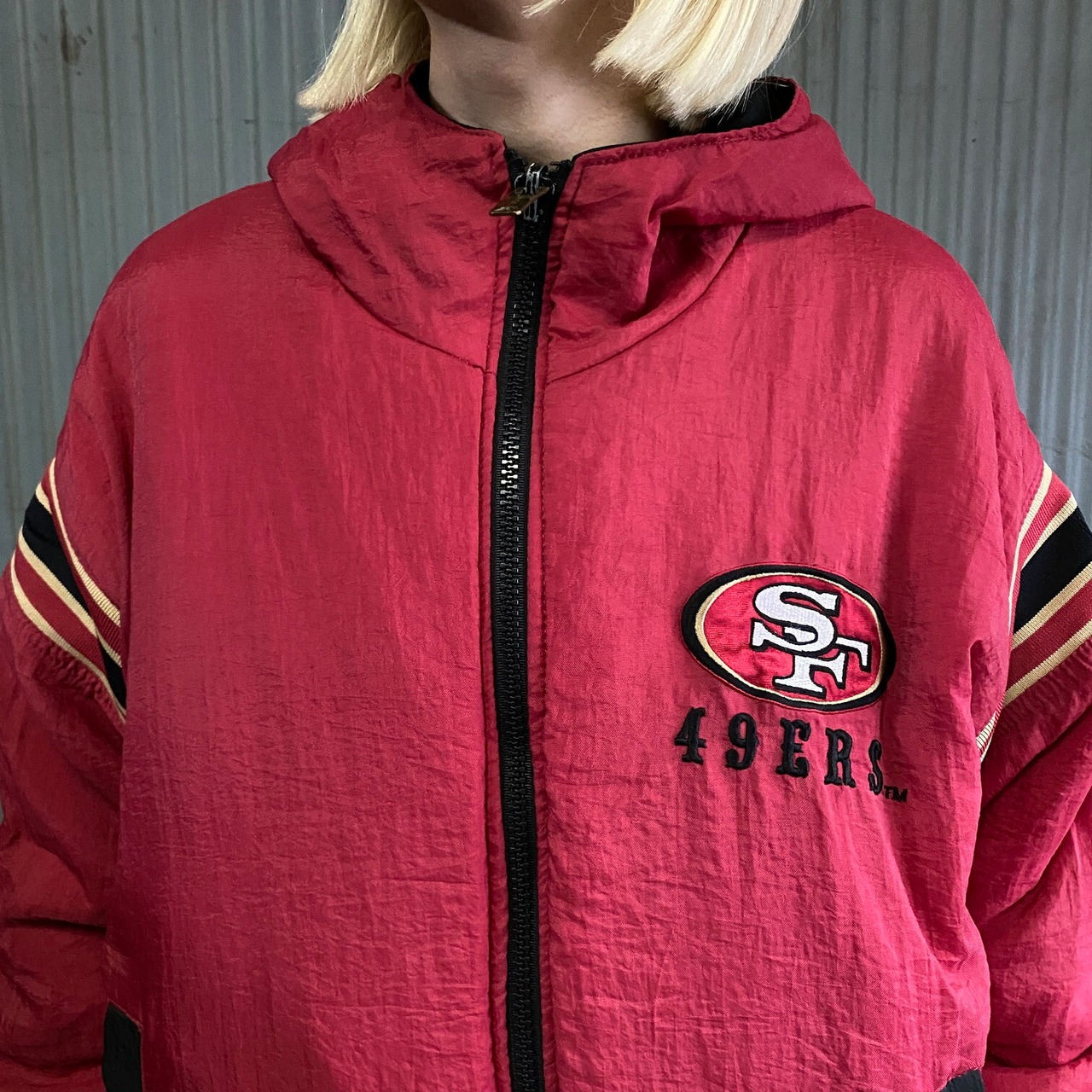 90年代 NFL 49ERS リバーシブル 中綿ナイロンジャケット スタジャン 