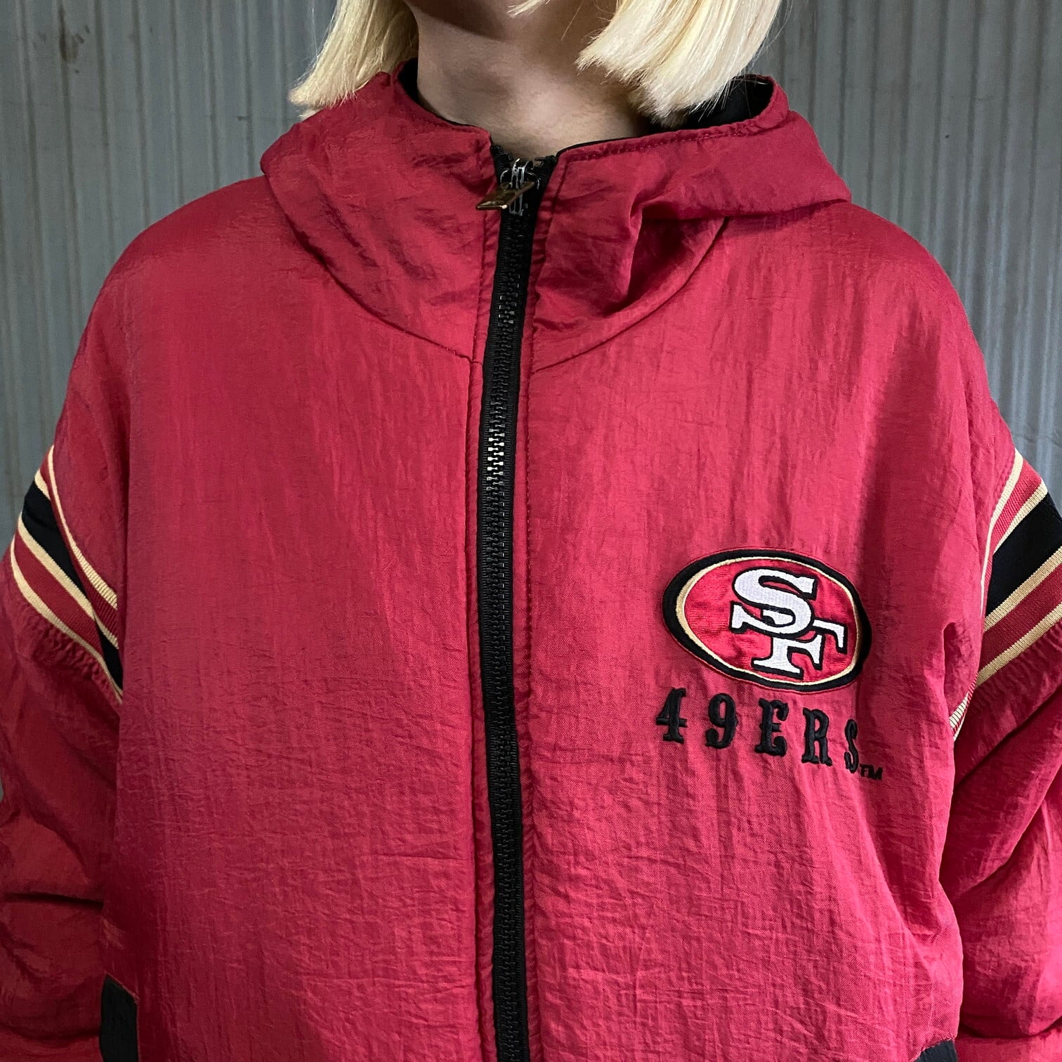 90年代 NFL 49ERS リバーシブル 中綿ナイロンジャケット スタジャン 
