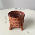 バスケット　カゴ　小物　収納　お花飾り　編みバスケット　竹編み　インテリア　おしゃれ　装飾　飾り　玄関　かわいい　手作り編みバスケット　ナチュラル　ピクニック　キャンプ