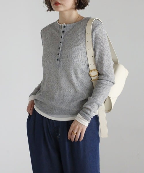 2setへンリーネックリンクル加工カットソー