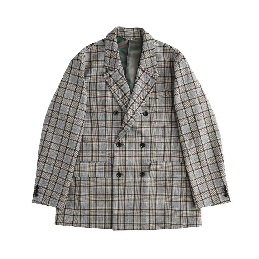 STRETCH PLAID W-BREASTED JK / ストレッチチェックWブレスト
