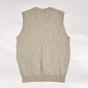 Crocodile クロコダイル ワンポイント刺繍 Vネック ウール ニットベスト L/ライトグレー ベージュ系 メンズ