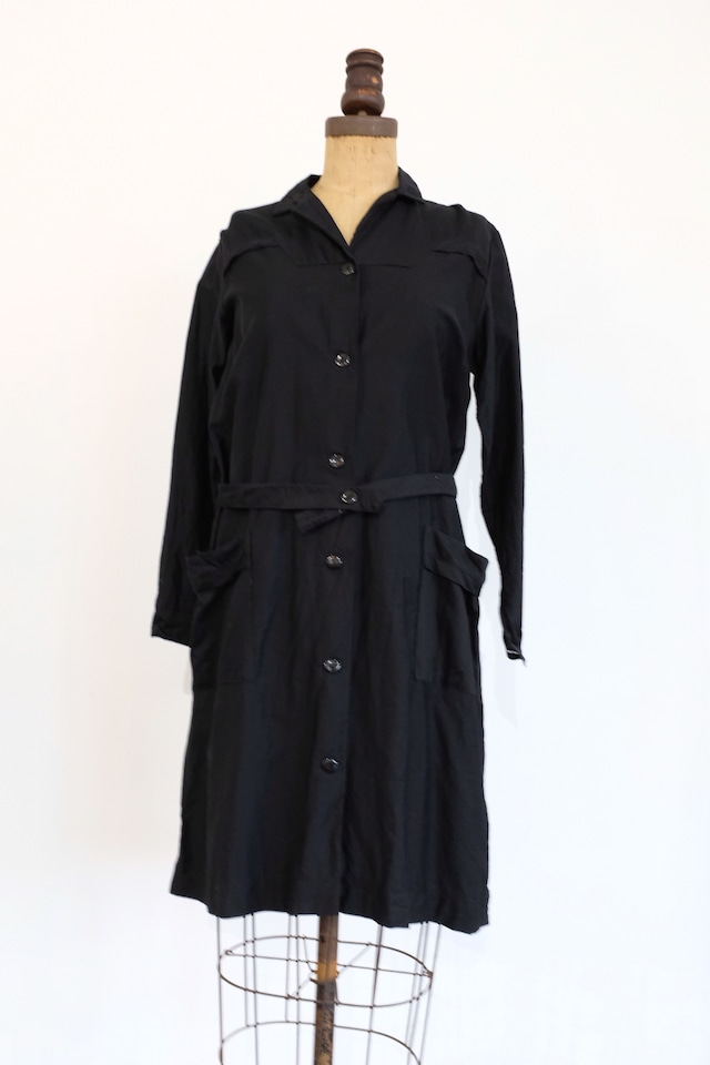 [VINTAGE]50s French vintage black work dress