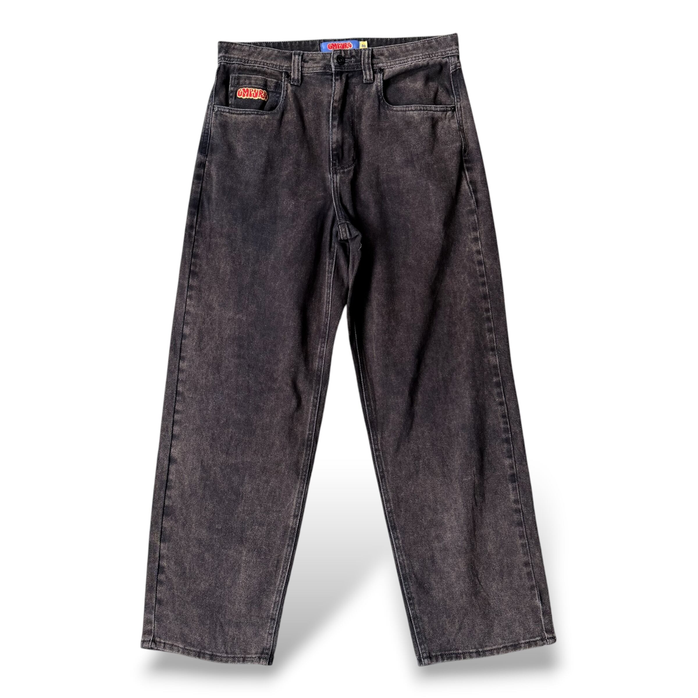 HAND PAINTED STENCIL MEMORIAL ART WIDE DENIM PANTS / ハンド