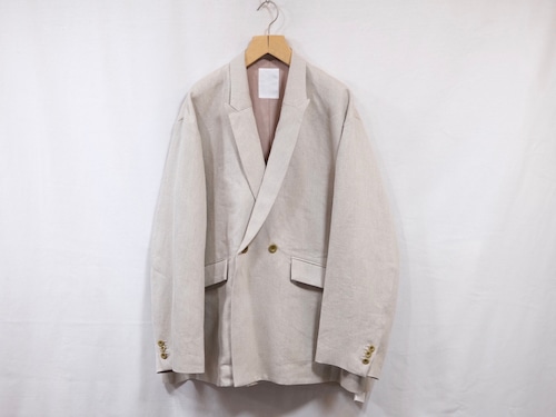 WHOWHAT”PEAKED LAPEL DOUBLE BREASTED JACKET BEIGE”