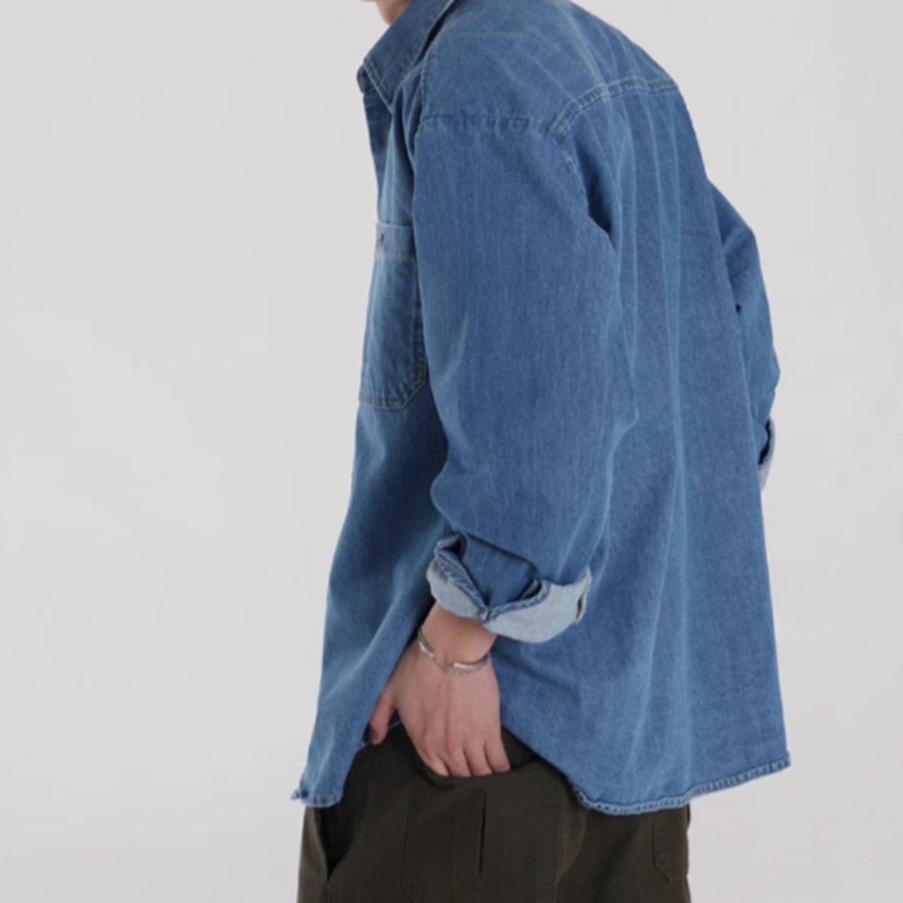 レトロウォッシュデニムシャツ　0835