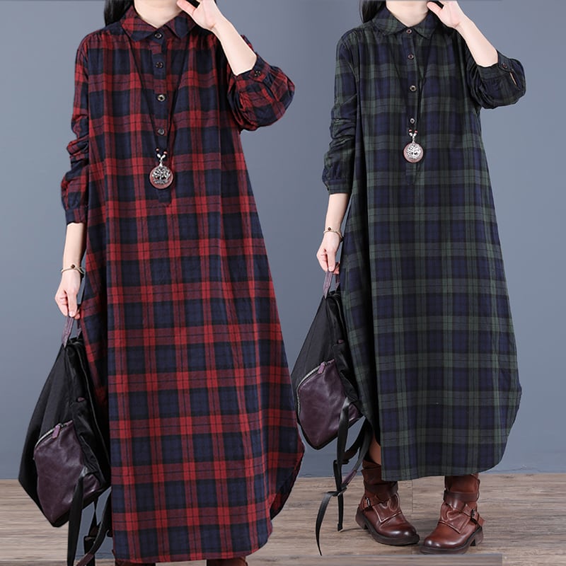 タータンチェックシャツワンピース(2色)10099
