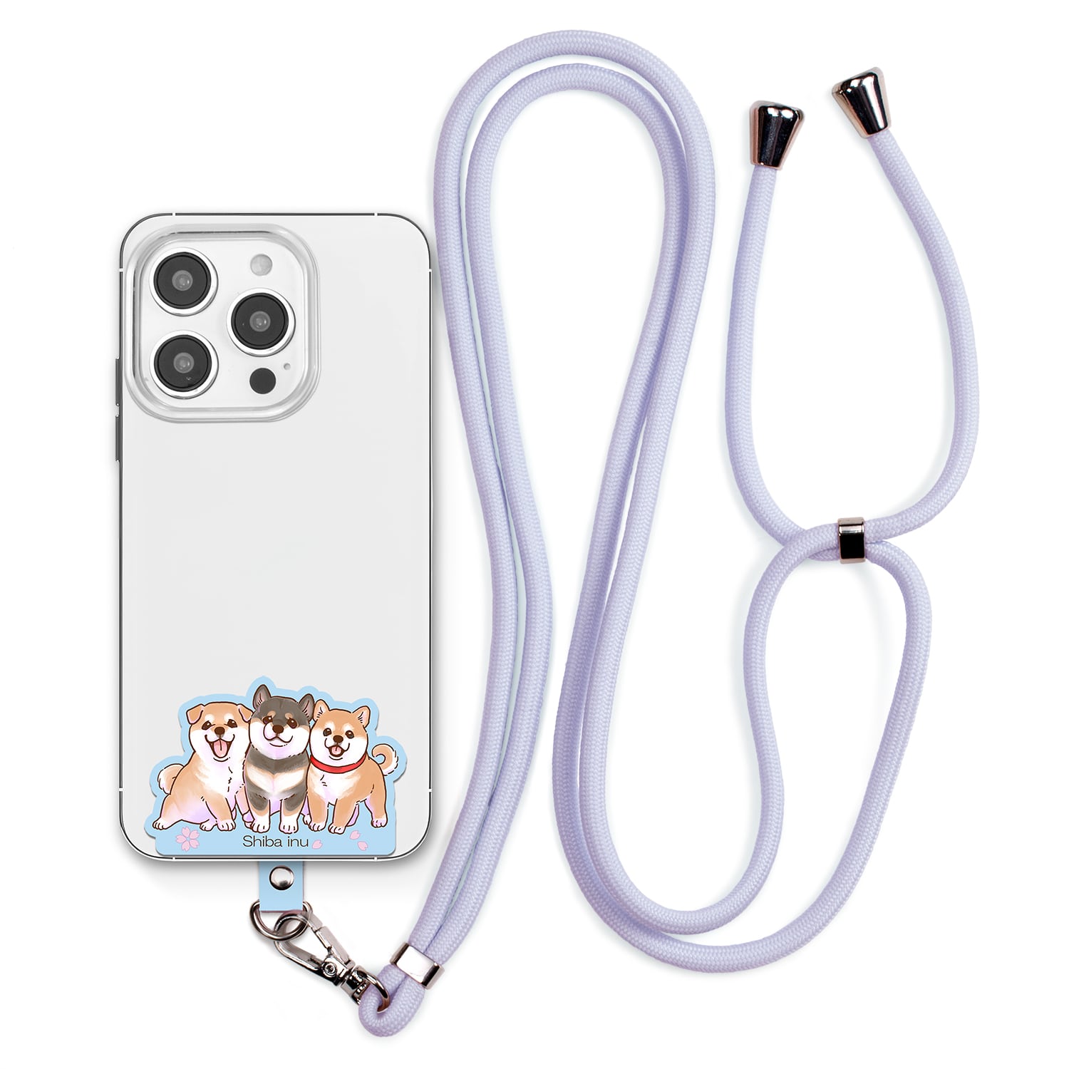 柴犬 【笑顔が楽しく可愛いわんこイラスト】 スマホ ショルダー