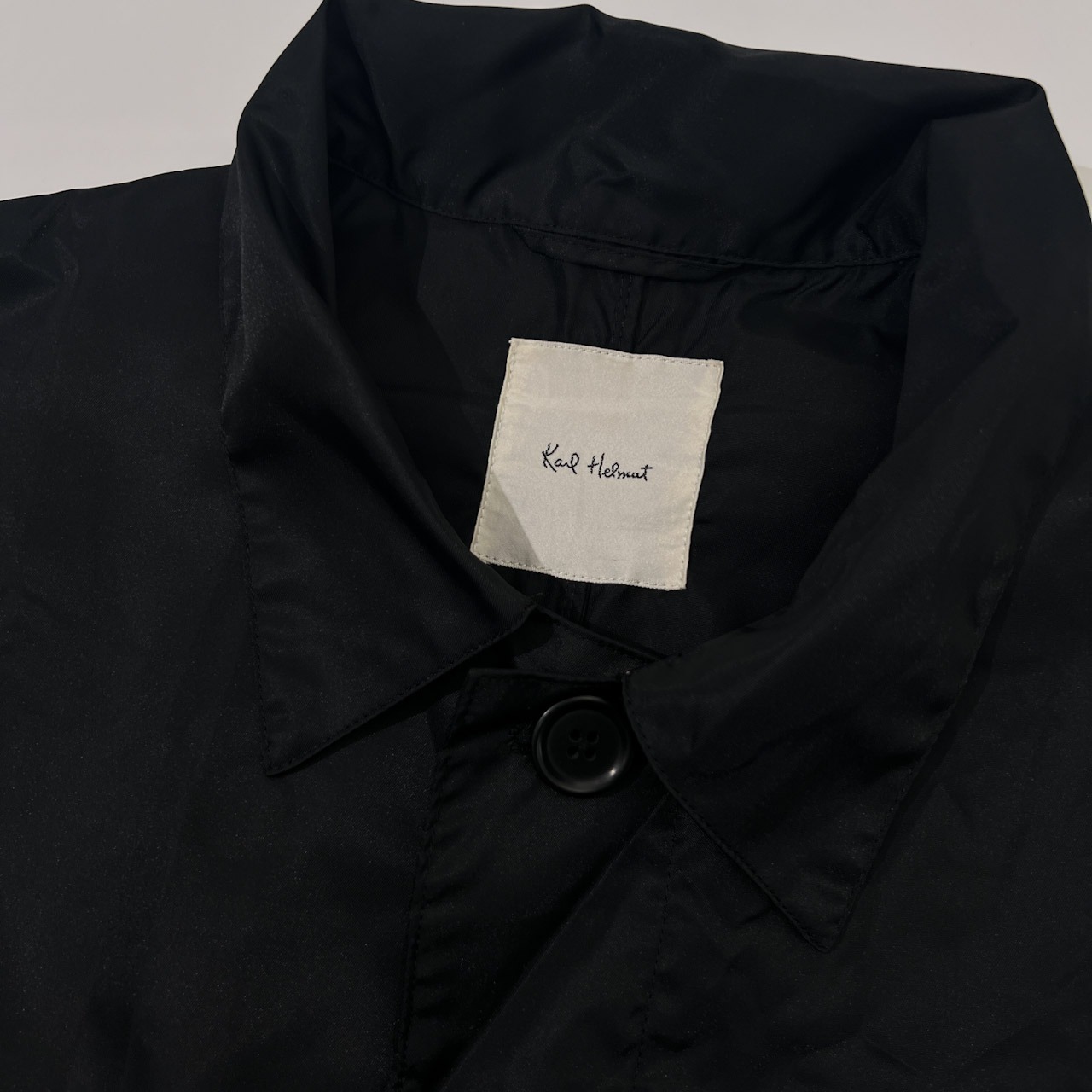 Karl Helmut カールヘルム ナイロン ステンカラーコート ブラック 薄手