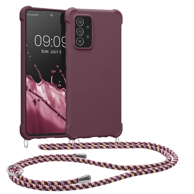 kwmobile スマホショルダー Samsung Galaxy A52 / A52 5G / A52s 5G対応 ケース - TPU カバー 肩掛け ストラップ付き ボルドーバイオレット