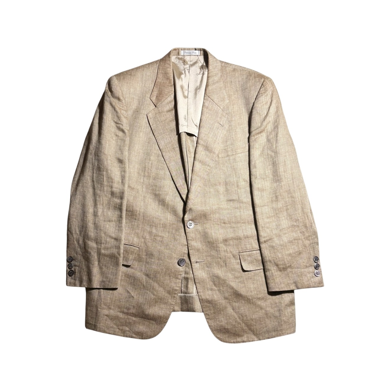 vintage DOMINIQUE FRANCE linen × silk herringbone suits set-up