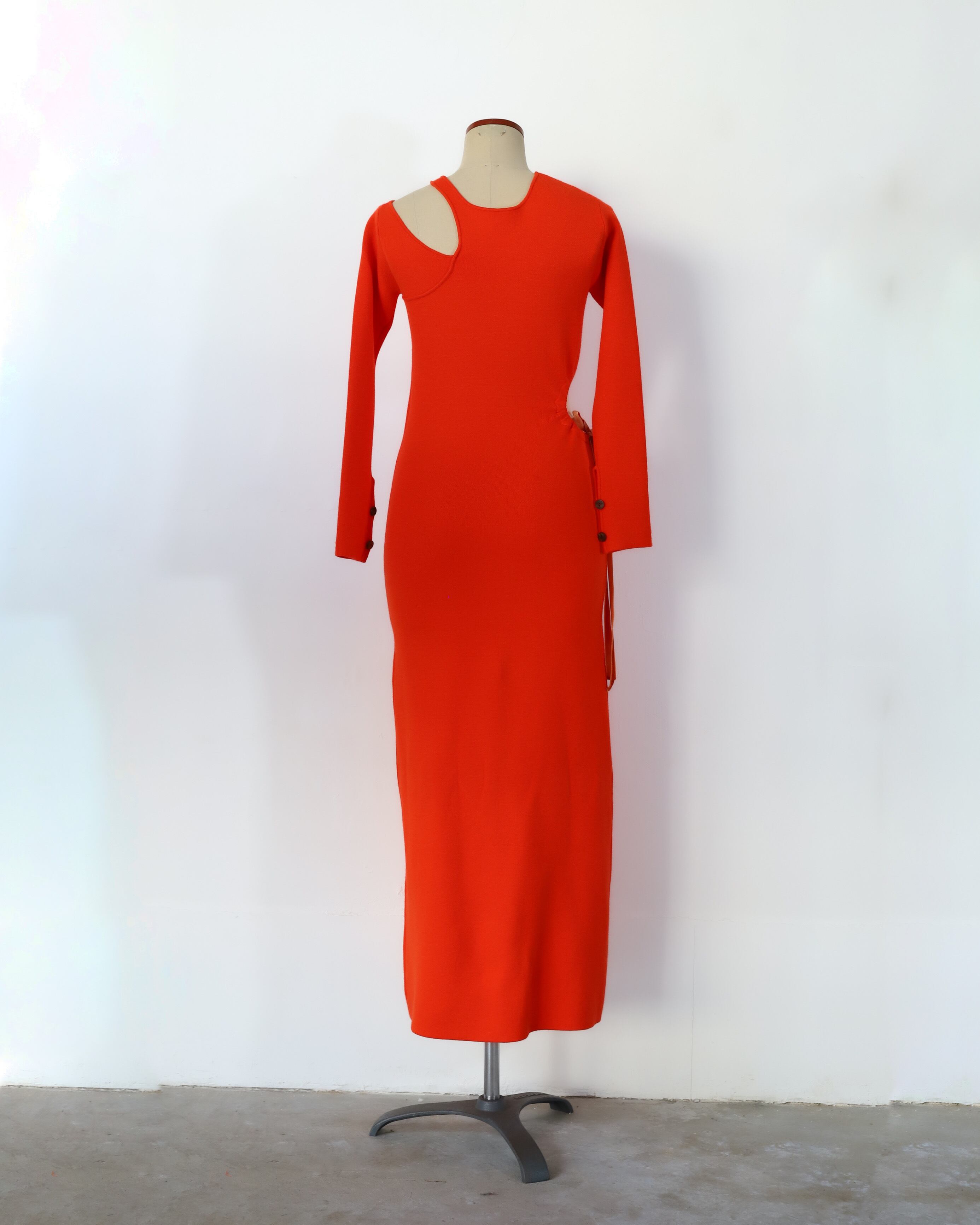 Art Knit Dress/アートニットドレス-Black＆Valencia Orange | AMBERGLEAM