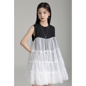 Tulle Tiered Sleeveless Long Blouse