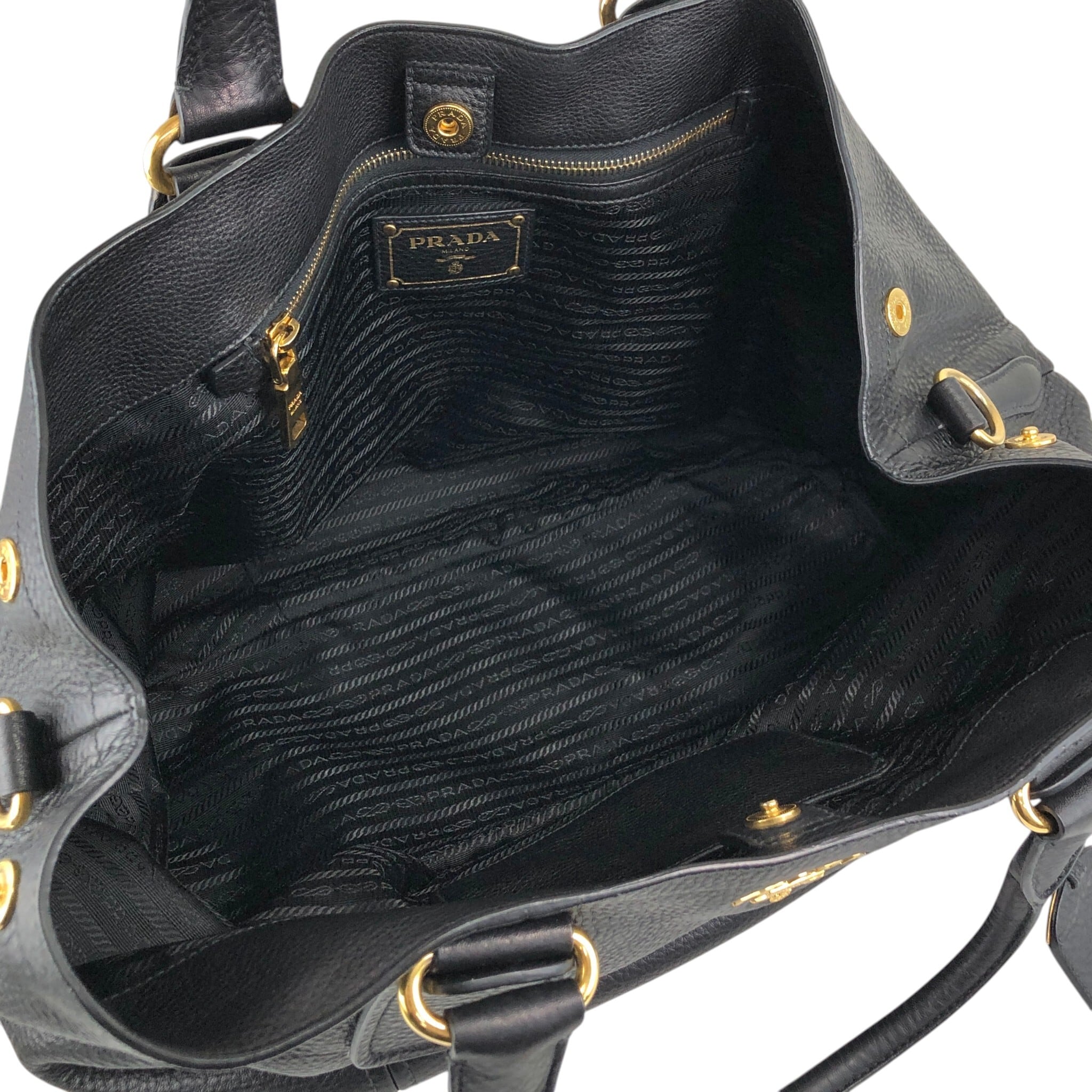 PRADA プラダ ショルダーバッグ ブラック ロゴ レザー 2way vintage