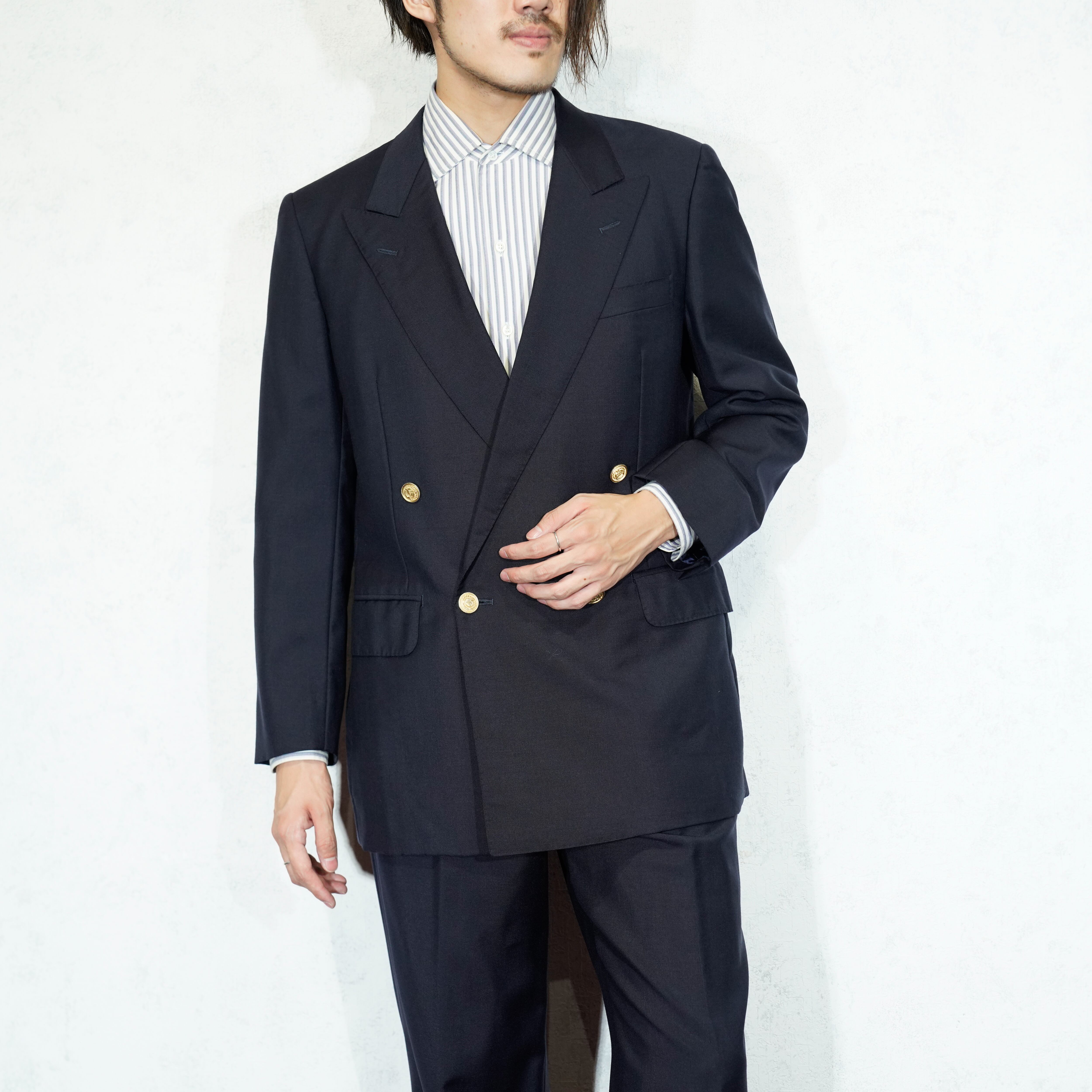 Burberry セットアップ ダブルスーツ ネイビー 金ボタン モヘア Burberry セットアップ ダブルスーツ ネイビー 金ボタン モヘア