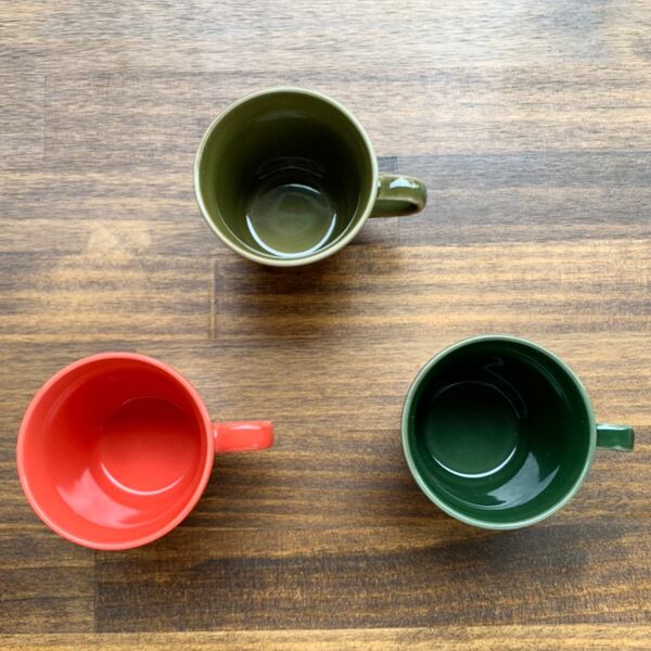 Miwa ito緑と赤のストライプカップ アウトレット】波佐見焼 デミタスカップ（赤・グリーン・ダーク