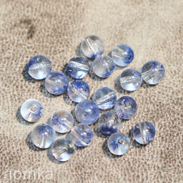 デュモルチェライトインクォーツ【6.5mm/トップクオリティ/ブラジル産】ビーズ／一粒売り
