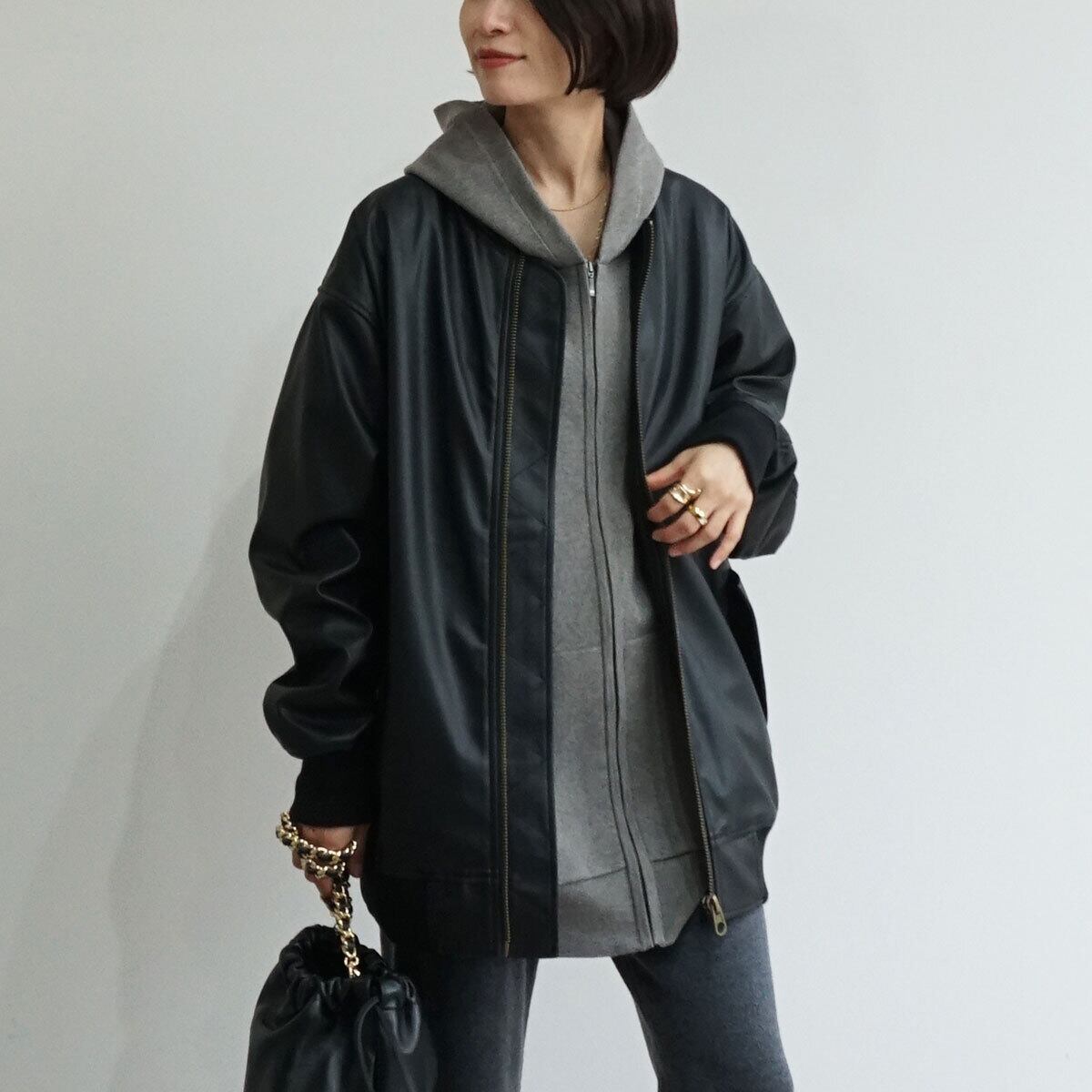 レザーオーバーサイズブルゾン | FASHFREN/ファッシュフレン「35 レザーオーバーサイズブルゾン | FASHFREN/ファッシュフレン「35
