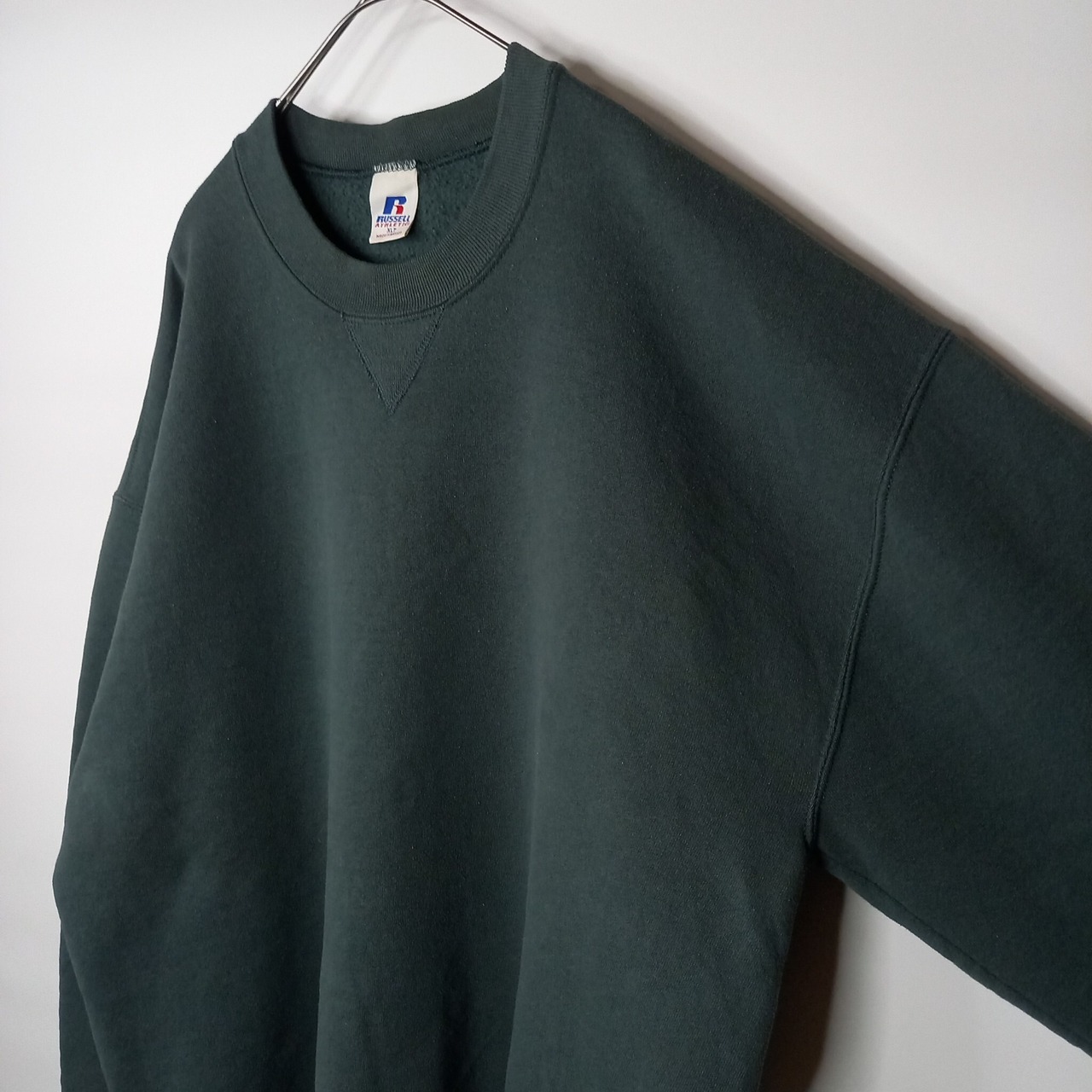 90s　メキシコ製　ラッセル　スウェット　トレーナー　ガゼット　無地　グリーン　カーキ　XL