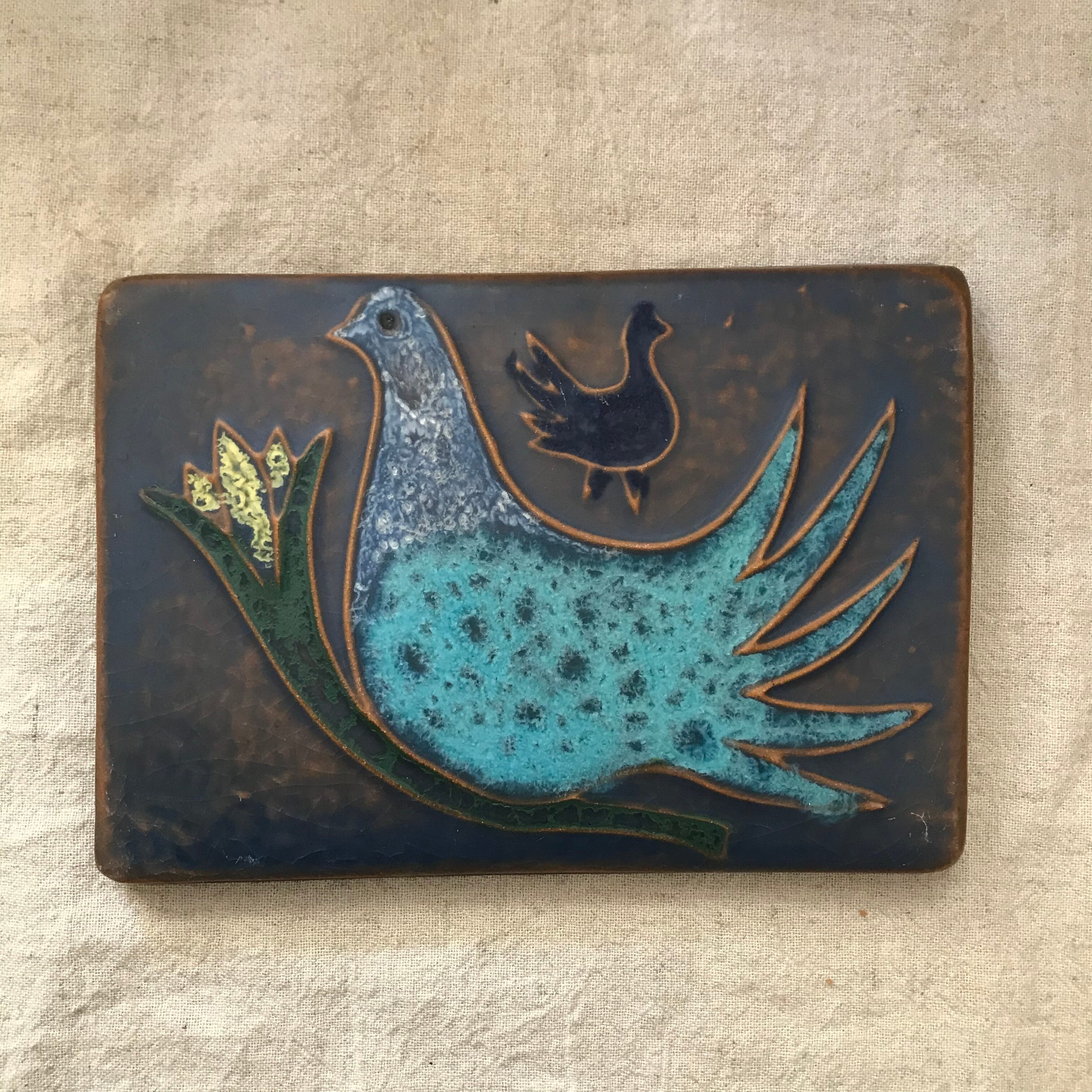 青い鳥の陶板