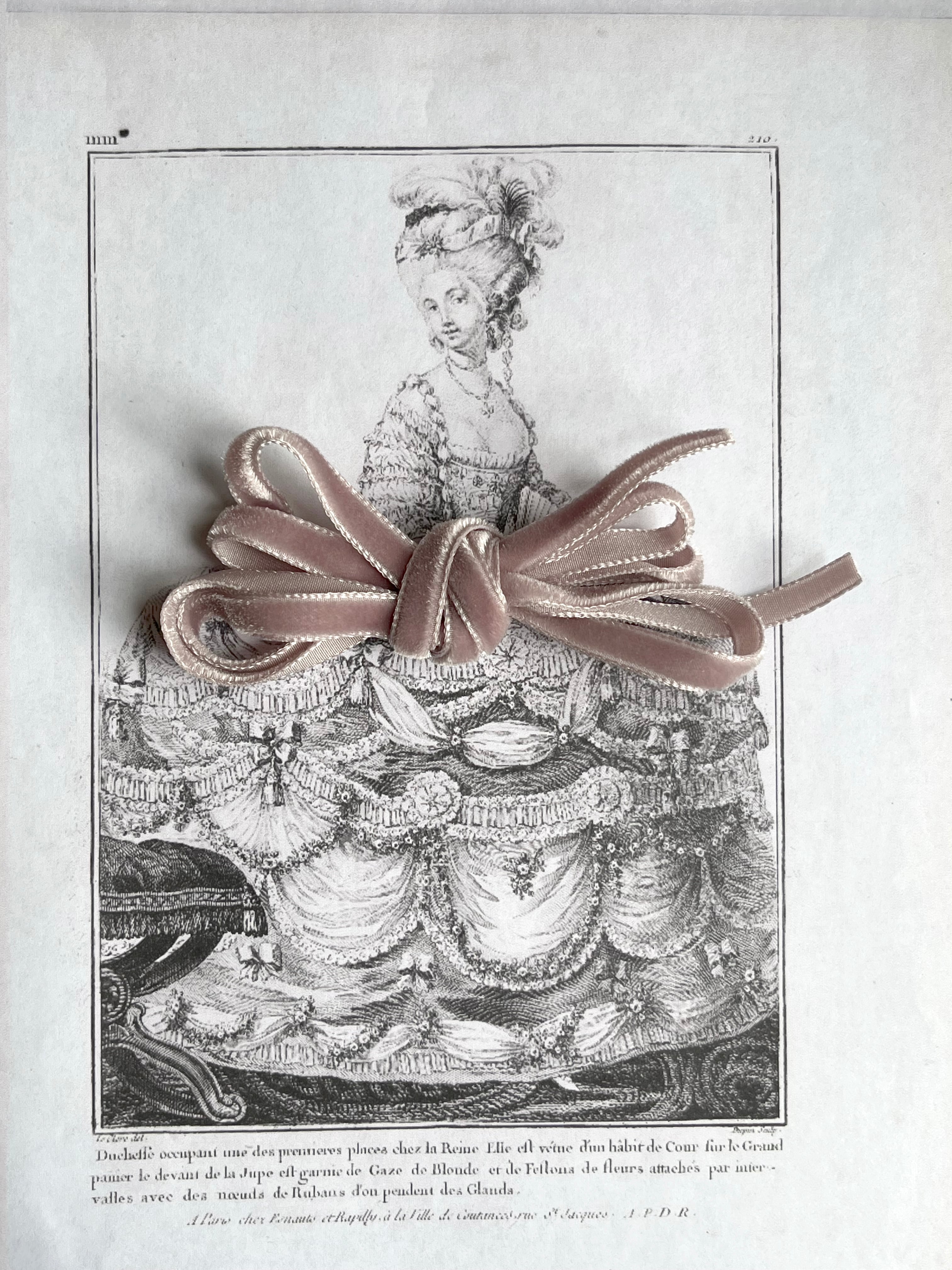 フランス製 ベルベットリボン (7mm ) 2.グレージュピンク /手芸素材・ハンドメイド・ヘアアクセにも