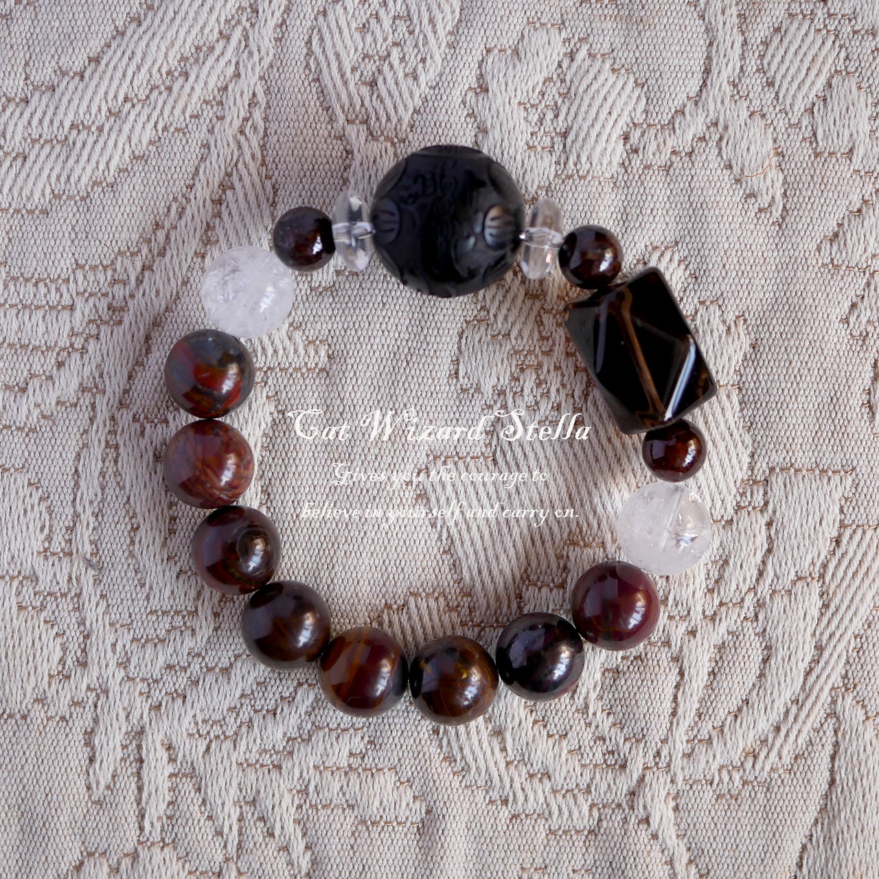 フォッシル おかしかっ タイガーアイ ビーズブレスレット 