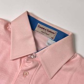 90s USA製 Country Cottons BY CROSS CREEK カントリーコットン クロスクリーク 天竺 半袖 ポロシャツ M/ピンク×ブルー メンズ ビンテージ