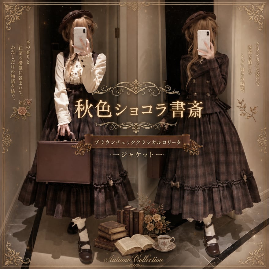 秋色ショコラ書斎 ブラウンチェッククラシカルロリータ|ジャケット