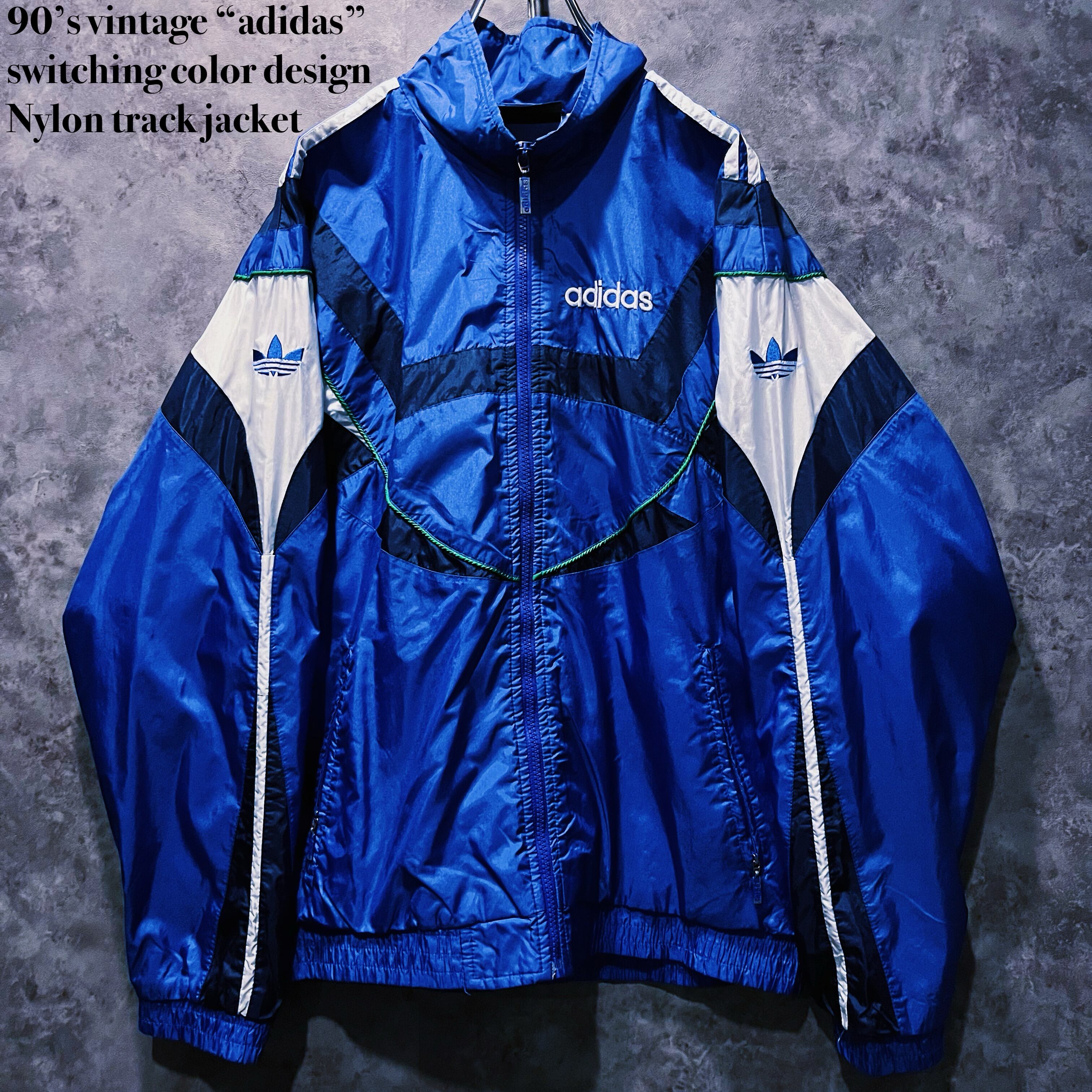 doppio】90's vintage “adidas” switching color design Nylon track