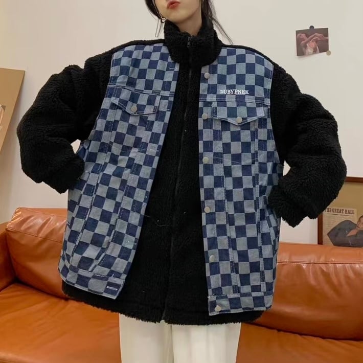 【予約】3c's block check boa blouson