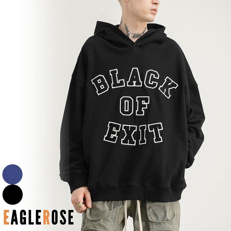 プルオーバーパーカー フーディ レタリングロゴ 無地 ルーズ カジュアル ストリート ユニセックス 韓国ファッション E031 Eaglerose イーグルローズ 韓国メンズファッション通販サイト