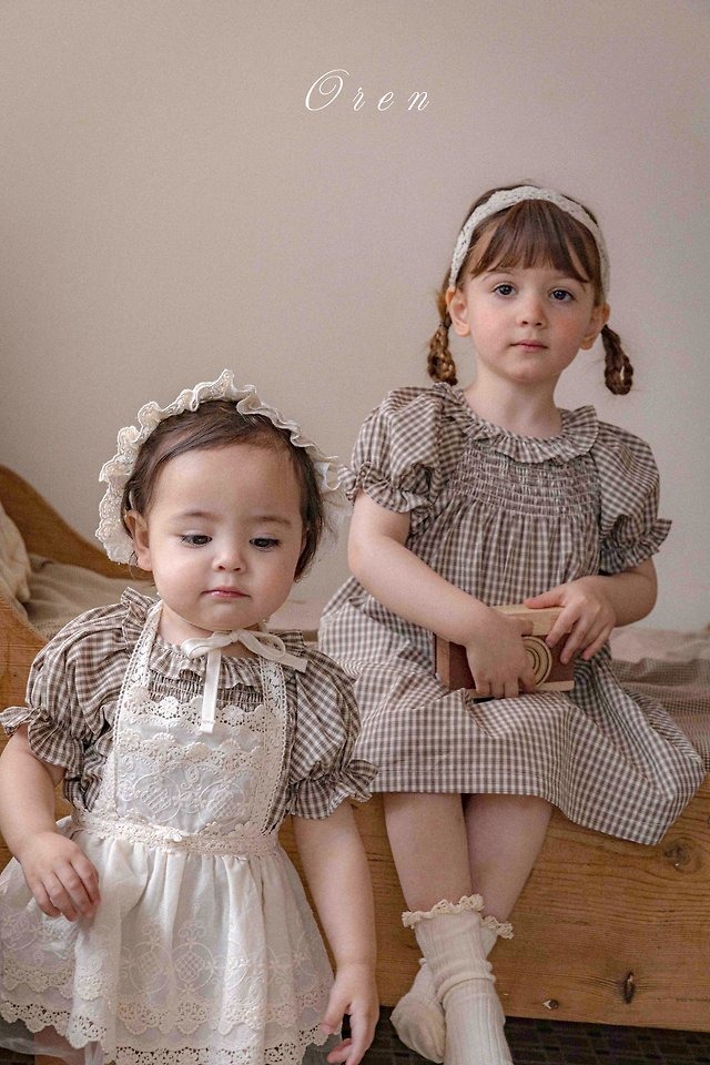 【取寄】oren｜french check smocking dress kids｜フレンチチェックスモッキングワンピース｜S-XL｜kids｜26 summer