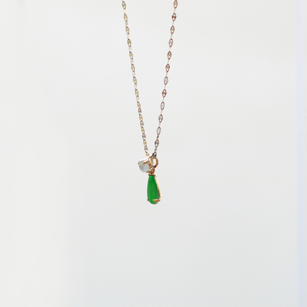 K10YG 氷翡翠ネックレス jade dorop  (W&G) A貨翡翠 jd_ne1253