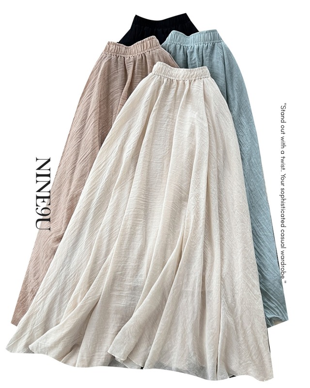 elastic waist flare skirt 3color【NINE0181】