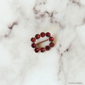 アンティークジュエリー フラットカットガーネット(天然ロードライト) レクタングル レースピン (ソーティングメモ付)