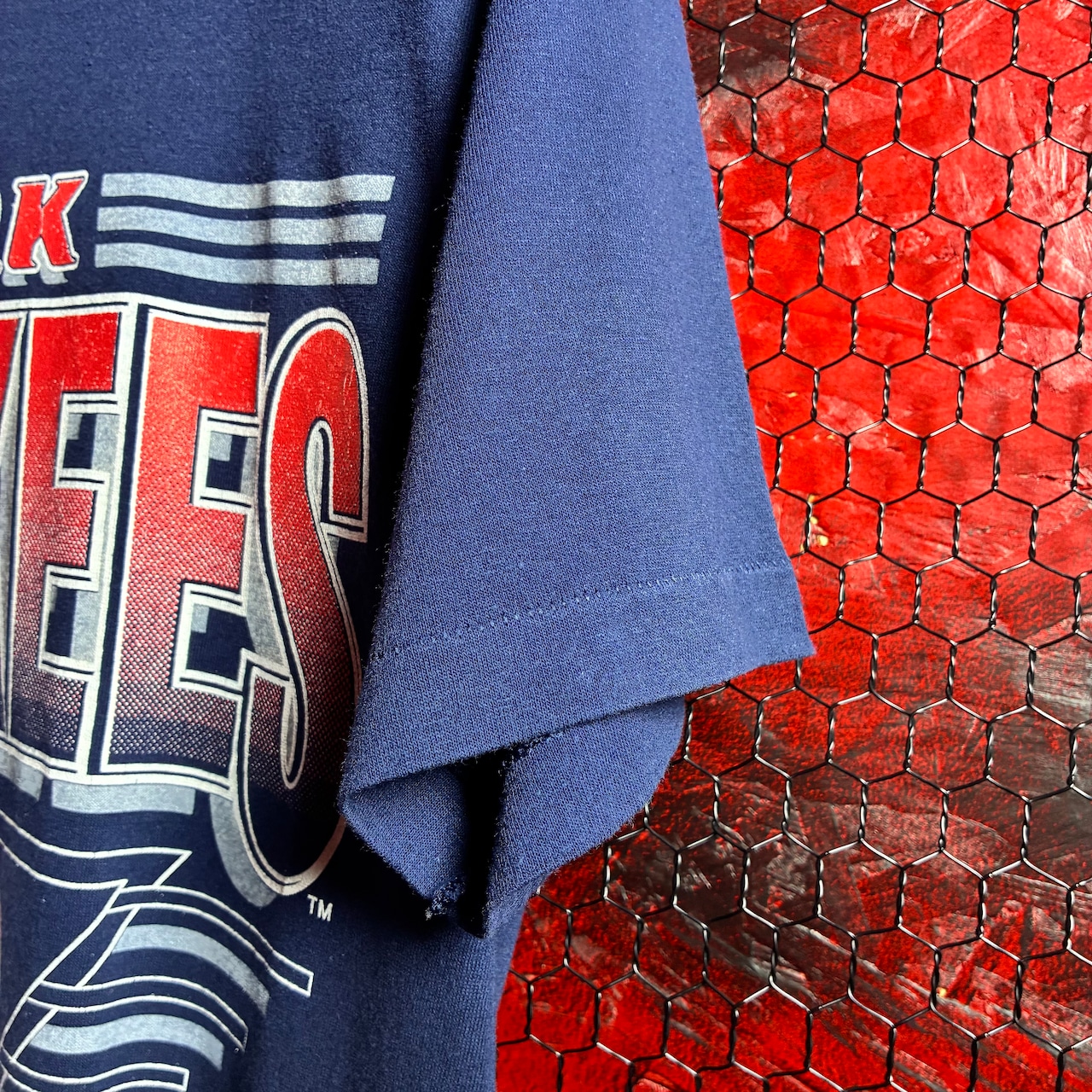 90s USA製Stedman MLB NY YANKEES ロゴTシャツ ネイビー