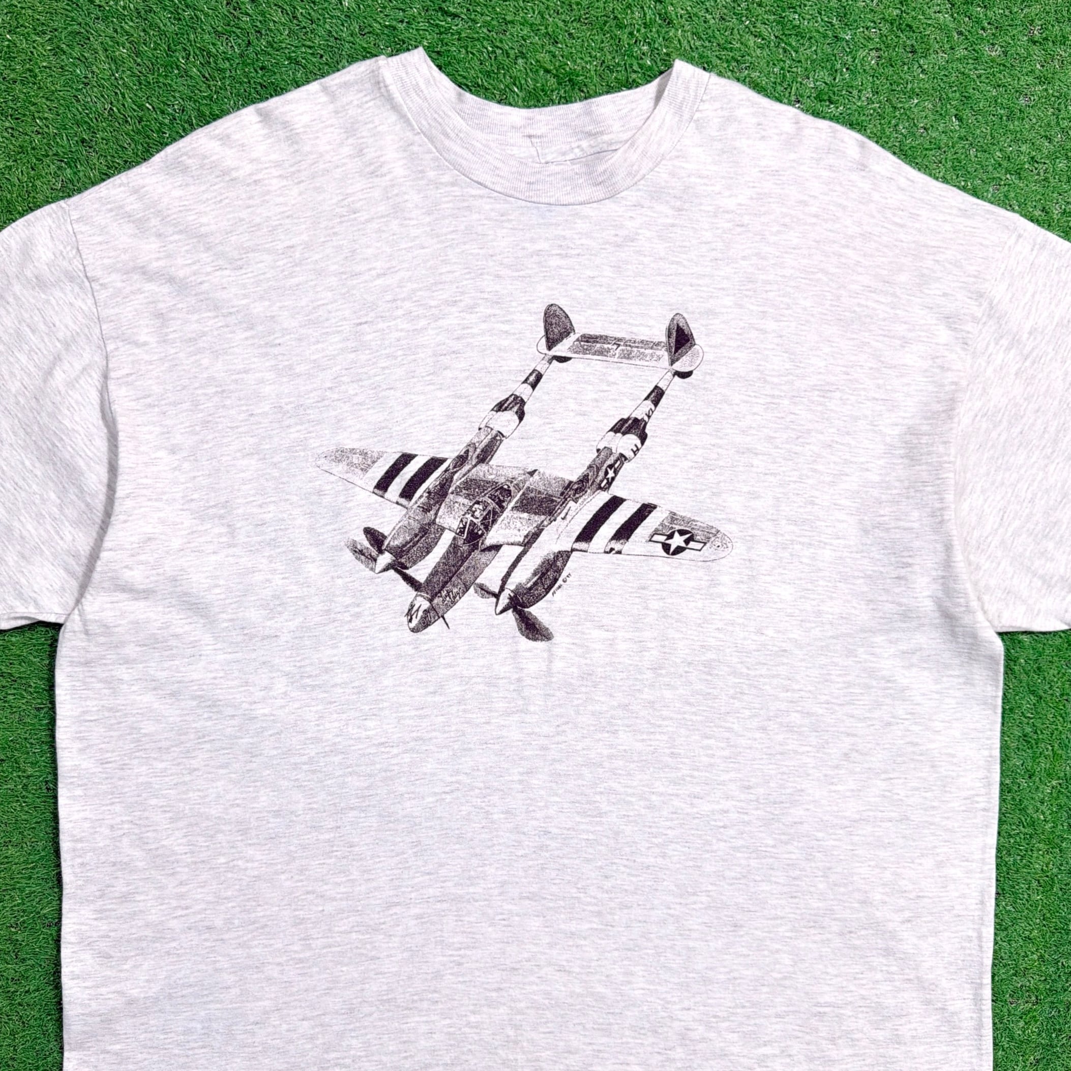 Men's】 90s 戦闘機 イラスト Tシャツ / アメリカ製 USA製 90年代