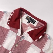 DAKS ダックス 総柄 天竺 半袖 ポロシャツ M/ボルドー×ホワイト メンズ CHOYA