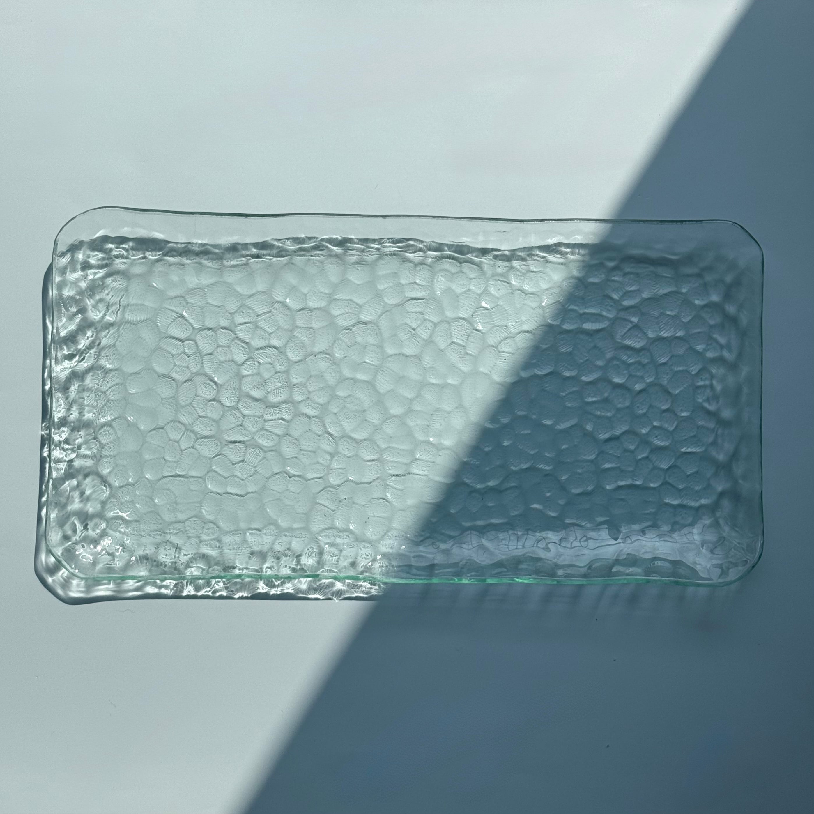 硝子石目角皿　ガラス　鉢　菓子器　トレイ　Q2591 受注生産】レトロガラス 長角皿 石目 | Lotus roots(ロータスルーツ