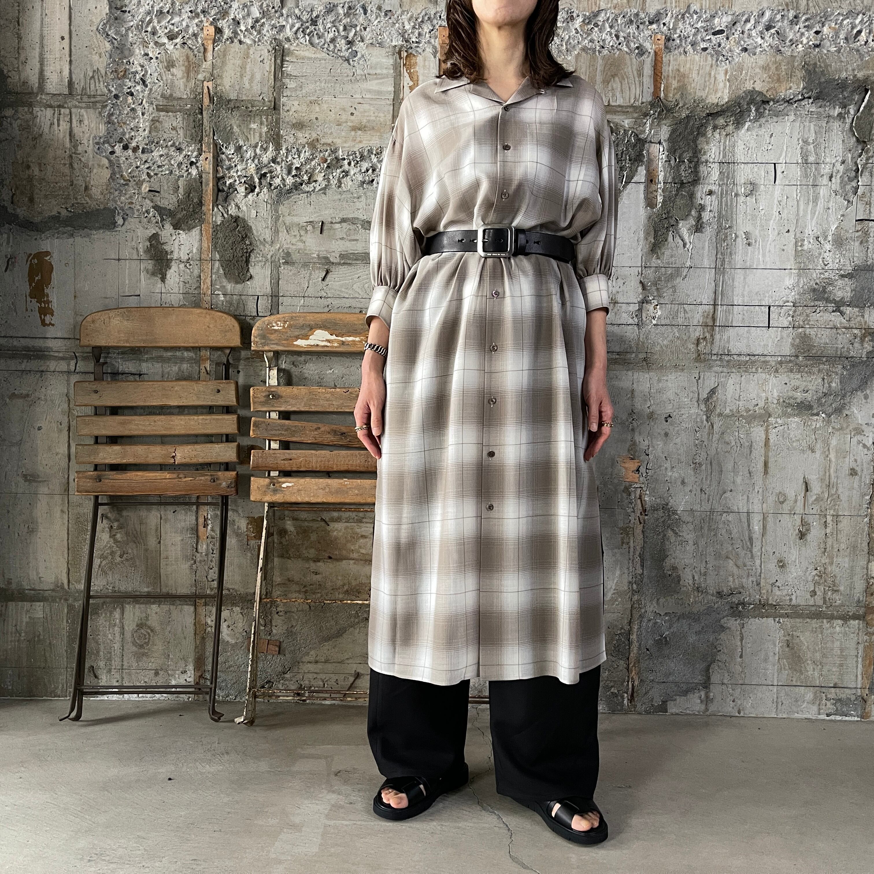 HYKE【ハイク】 T/W OMBRE CHECK BALLOON SLEEVE DRESS (16231