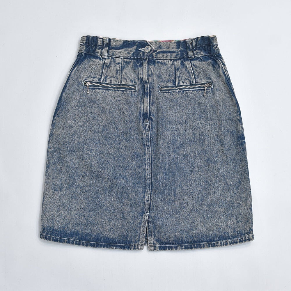 d.i.a. デニム ミニスカート ケミカルウォッシュ 80～90s Used ケミカルウォッシュ ジグザグステッチ デザイン アシッド