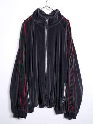 XXL over silhouette piping design black velour track jacket