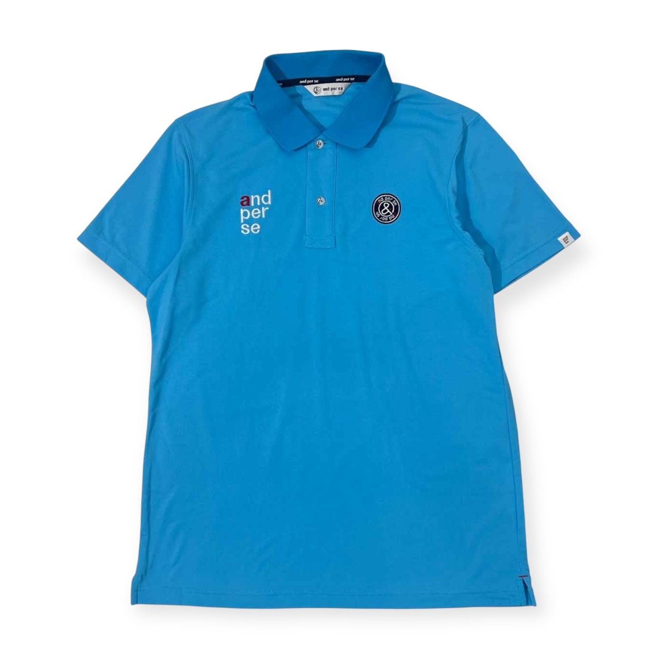 and per se アンパスィ 半袖 ポロシャツ L/ブルー メンズ ゴルフ