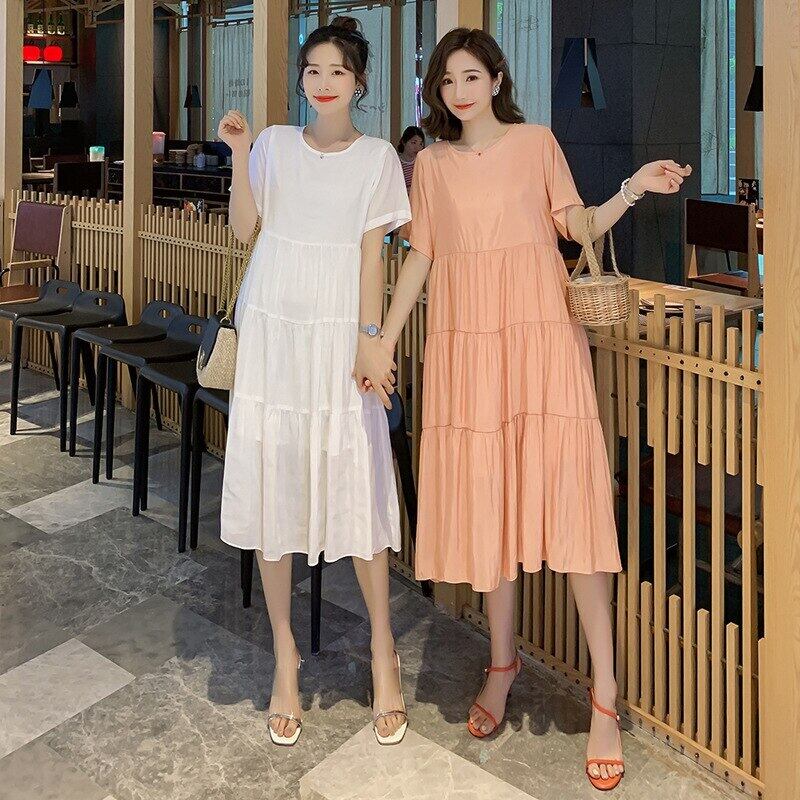 【新作】【送料無料】 2020年の親友マタニティ服スタイルゆるい膝上ロングレイヤーケーキドレス夏 サマー 夏物 AL expec363769553569