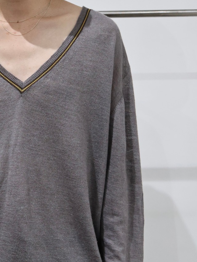 【GUCCI】V neck linen silk summer knit