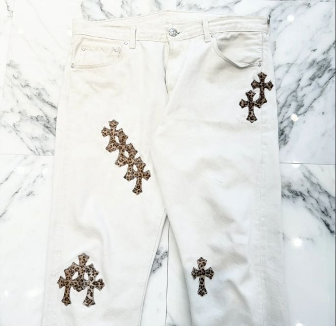 CHROME HEARTS クロムハーツ VNTG Leopard Harako Leather Cross Patch
