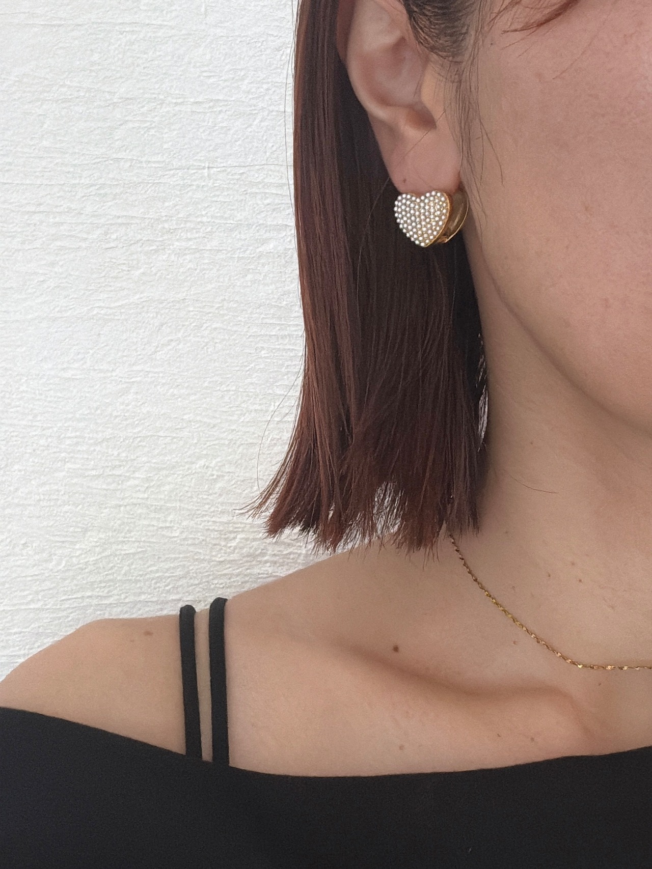 ドットパールハートピアス