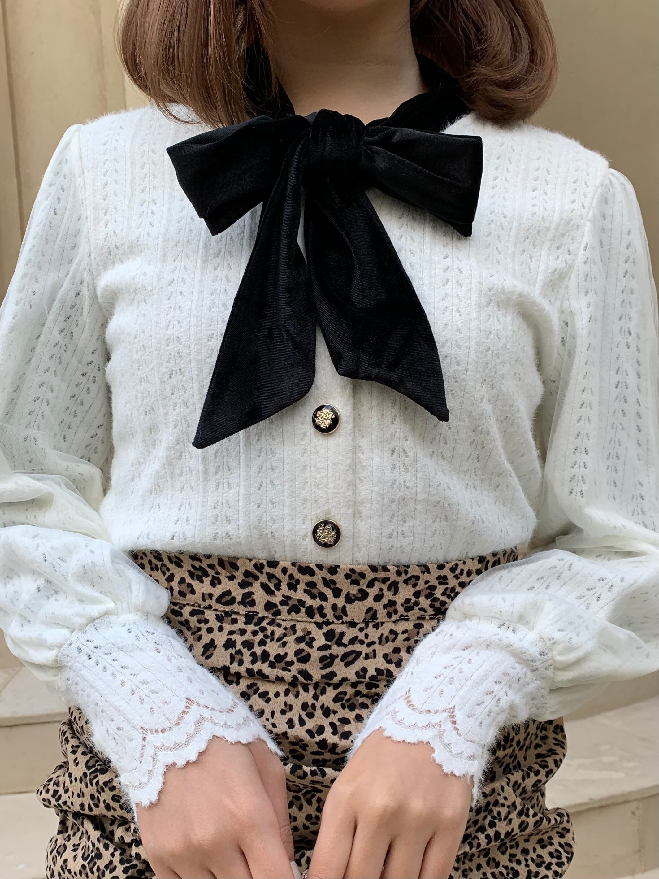 【Renonqle】lace ribbon tie blouse